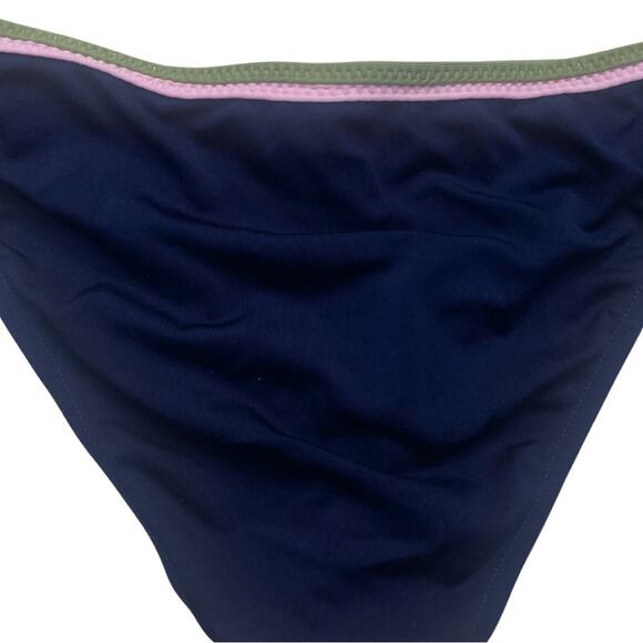 Lucky Brand Navy Blue Bikini Top Adjustable Tie Bottom Medium Bathing Suit - Picture 9 of 10